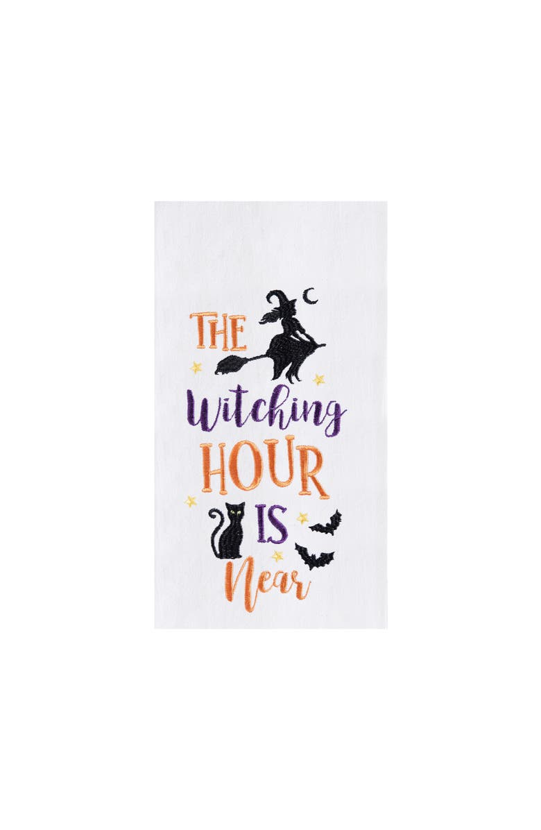 C&F Home The Witching Hour Halloween Cotton Embroidered Flour Sack Kitchen Towel, Main, color, White