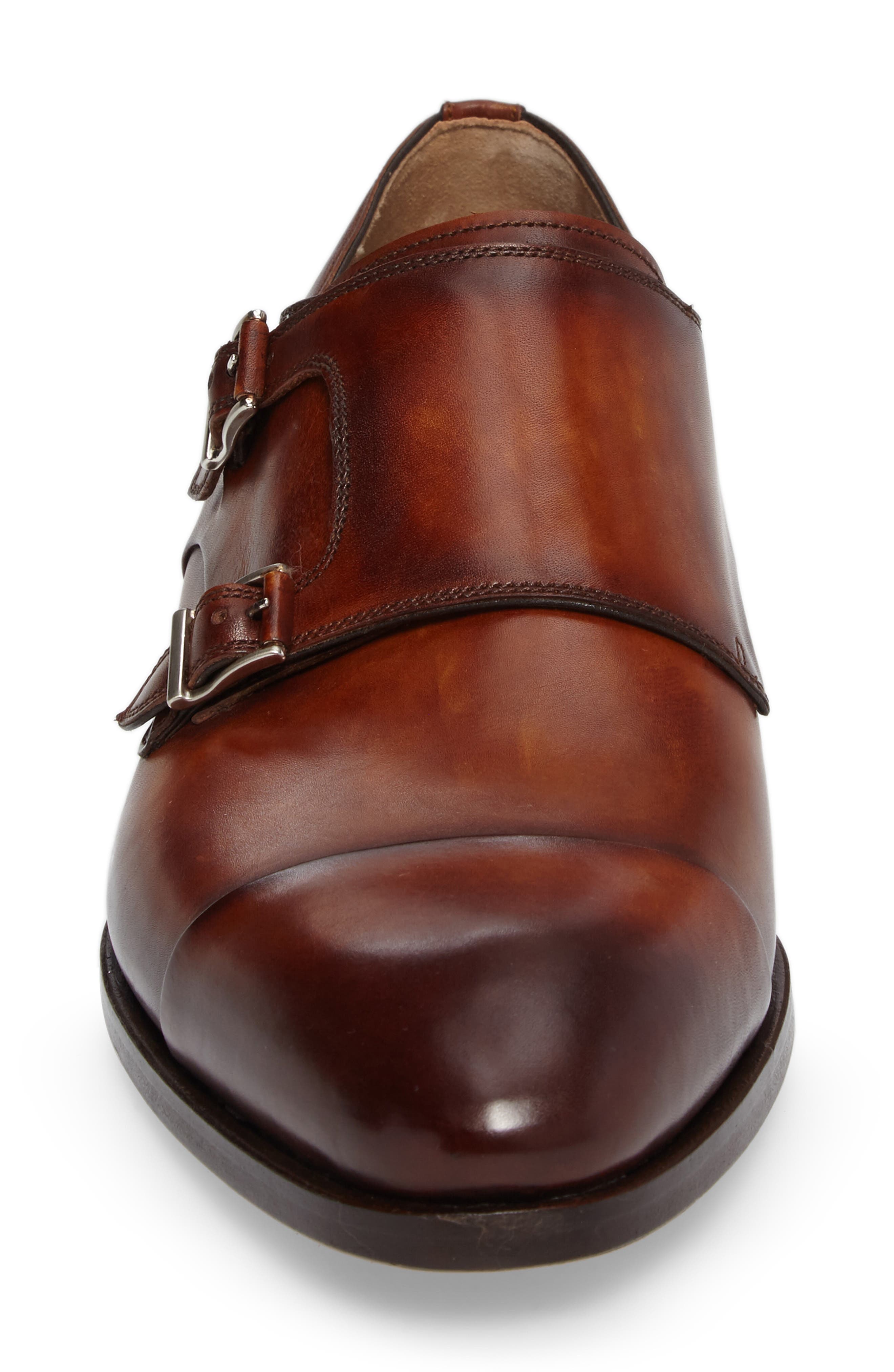 Louie Double Monk Strap Shoe, Alternate, color, COGNAC LEATHER