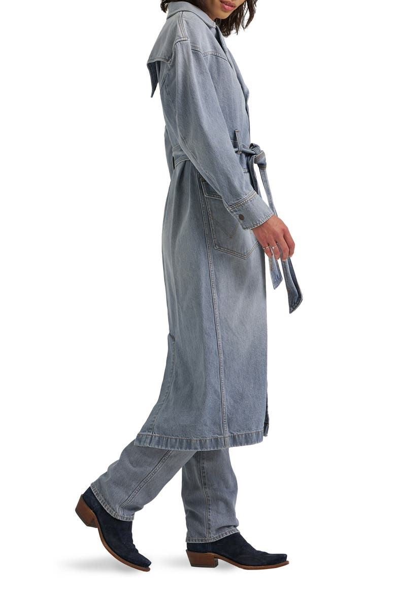 Denim Trench Coat, Alternate, color, HAUTE HAZE