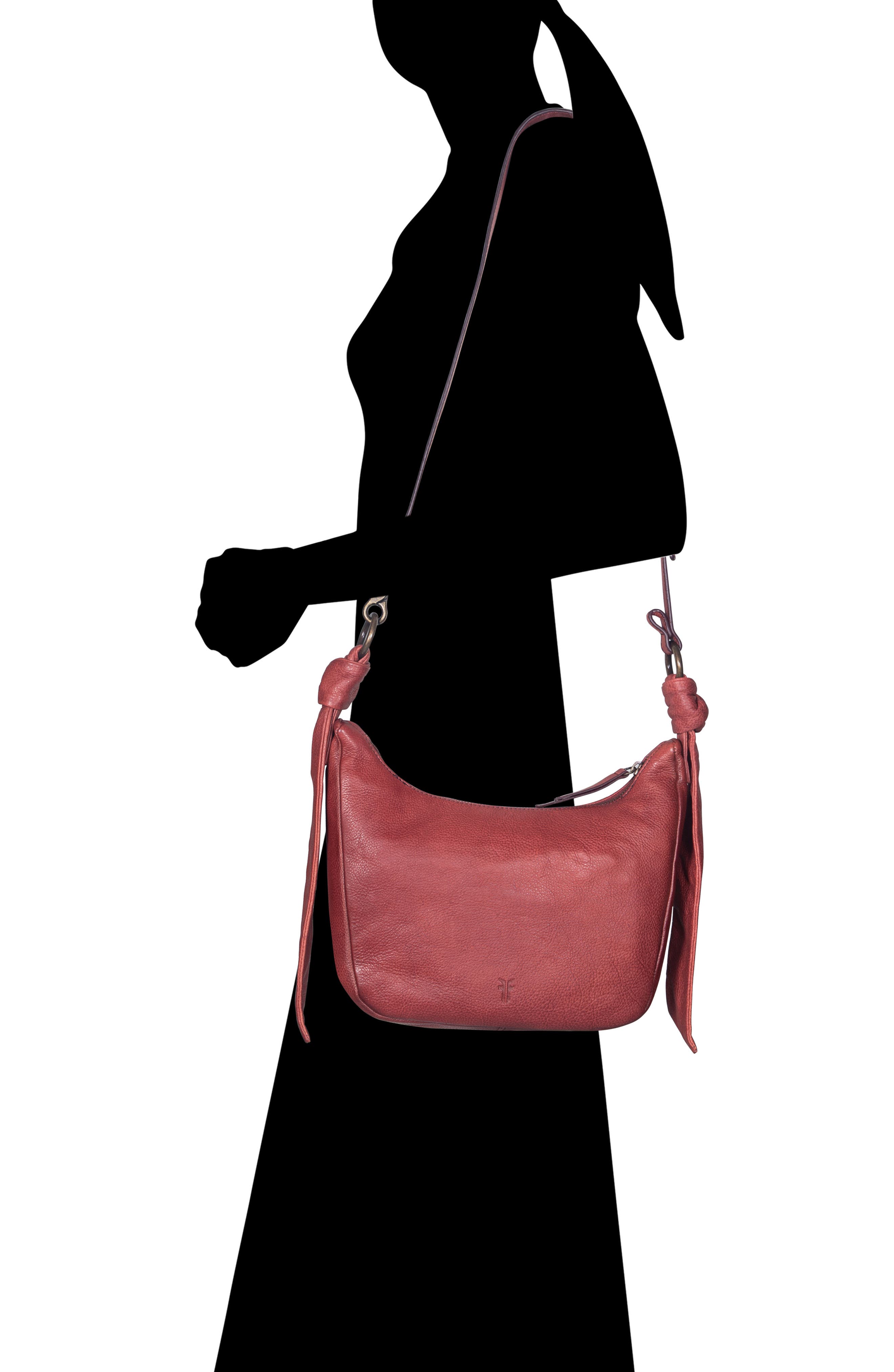 Frye Nora Knotted Leather Crossbody Strap, Alternate, color, Burgundy