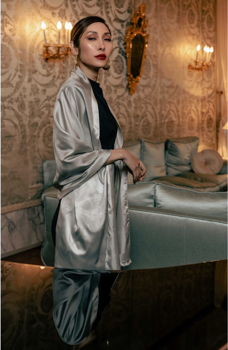 Elizabetta Fortuna - Silk Scarf/Shawl for Women, Alternate, color, Silver Pearl