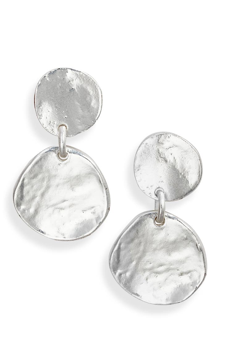 Medallion Disc Drop Earrings, Main, color, SILVER