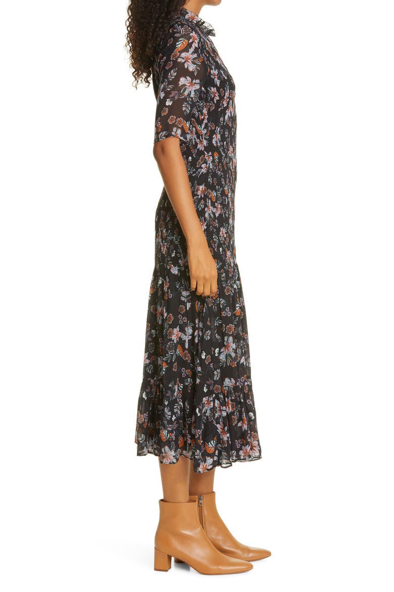 Gabi Floral Print Dress, Alternate, color, BLACK MULTI