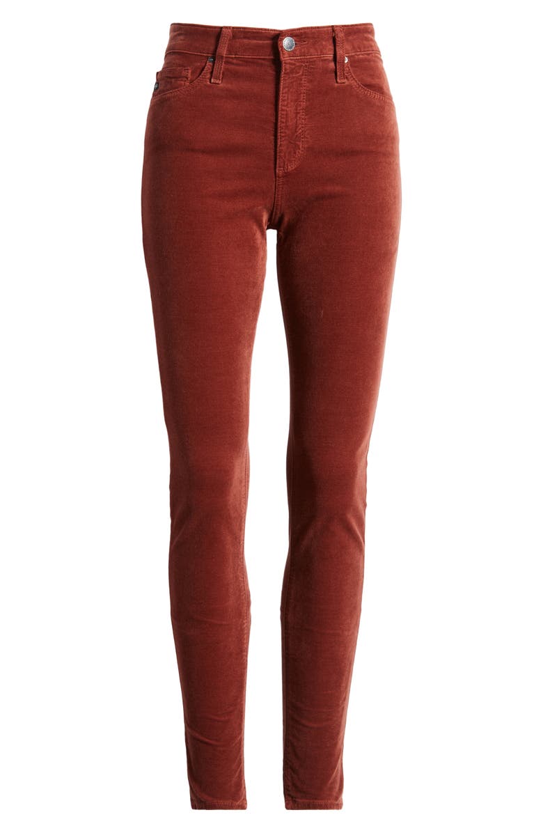 AG The Farrah High Waist Velvet Jeans, Alternate, color, Dark Sangria