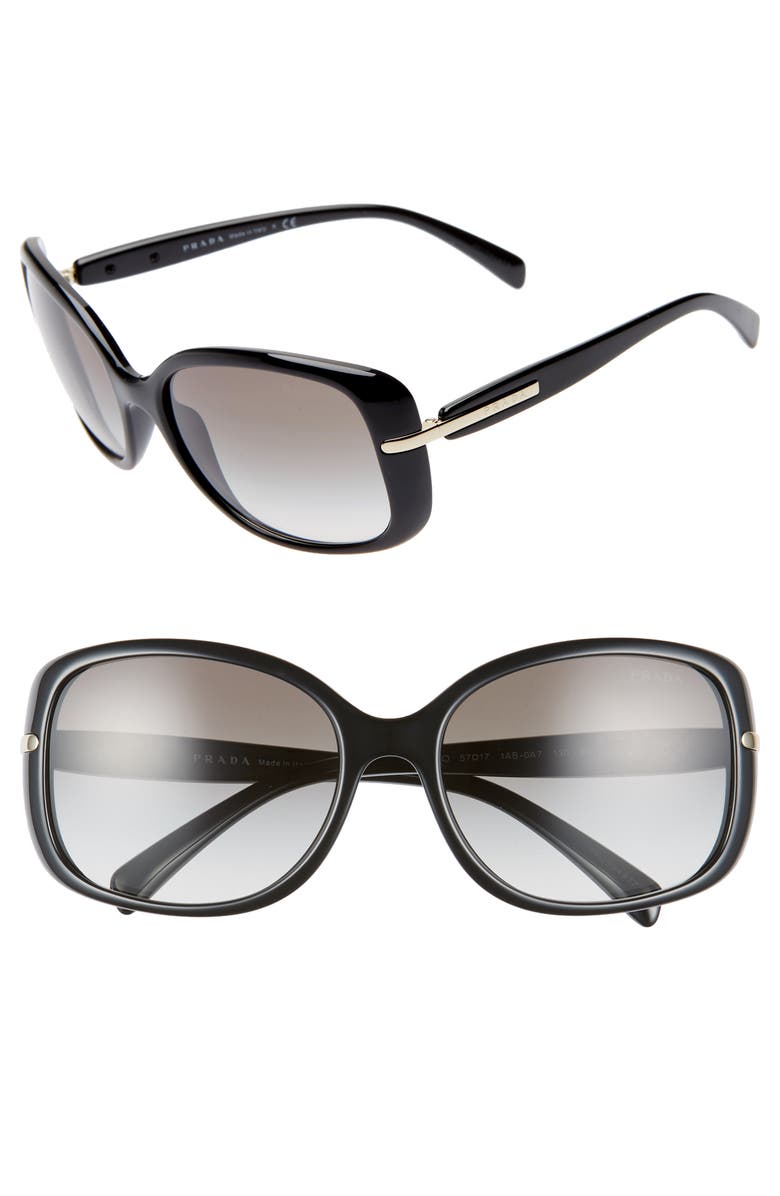 Prada 57mm Rectangular Sunglasses, Alternate, color, 