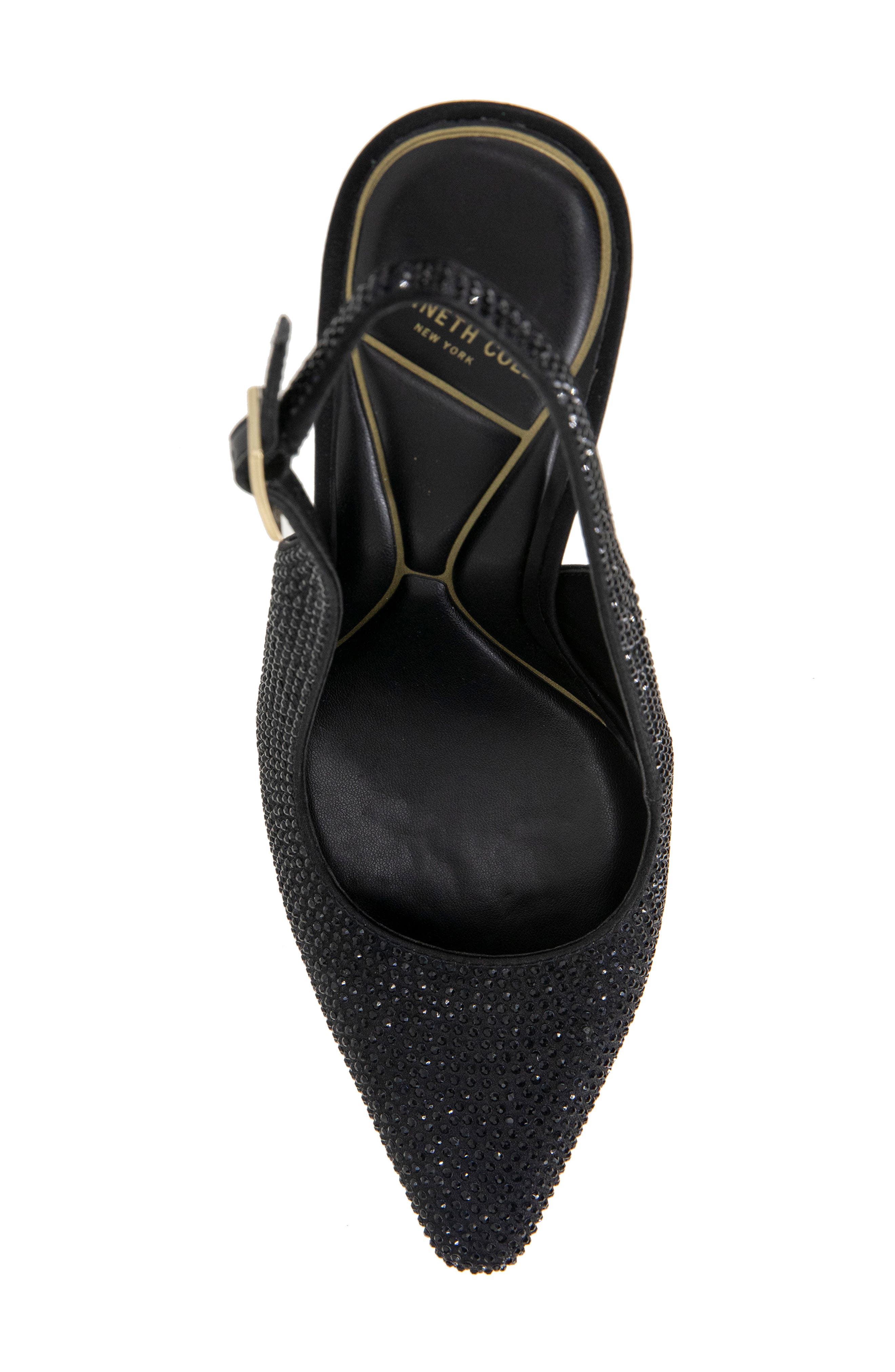 Kenneth Cole Quinnly Crystal Slingback Pointed Toe Pump, Alternate, color, Black Satin