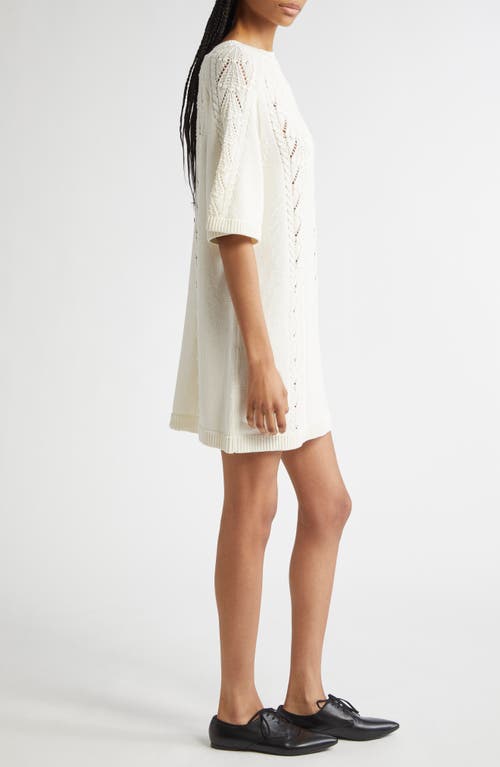 Loulou De Saison Oversized Short Dress With Knit Patterns In White