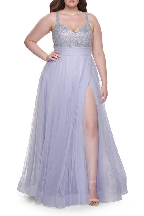 La Femme A-line Plus Size Prom Dress With Rhinestone Bodice