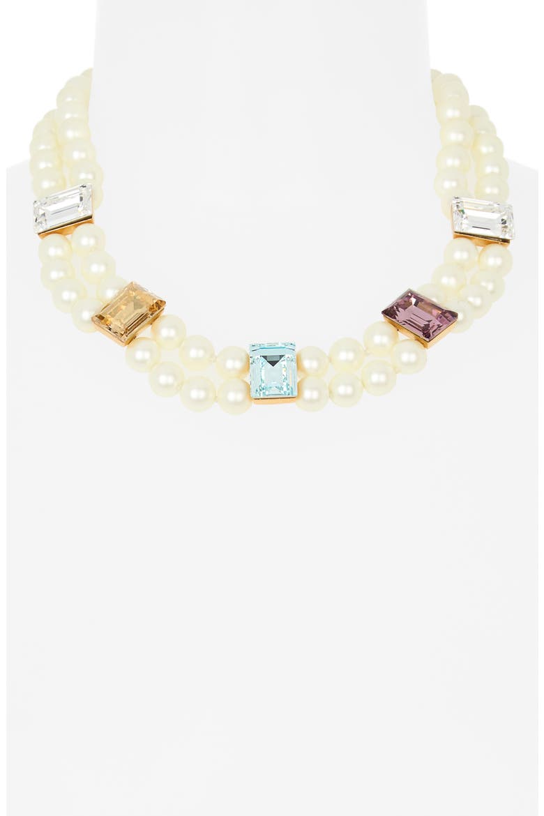 Crystal & Faux Pearl Layered Necklace, Alternate, color, WHITE PEARL