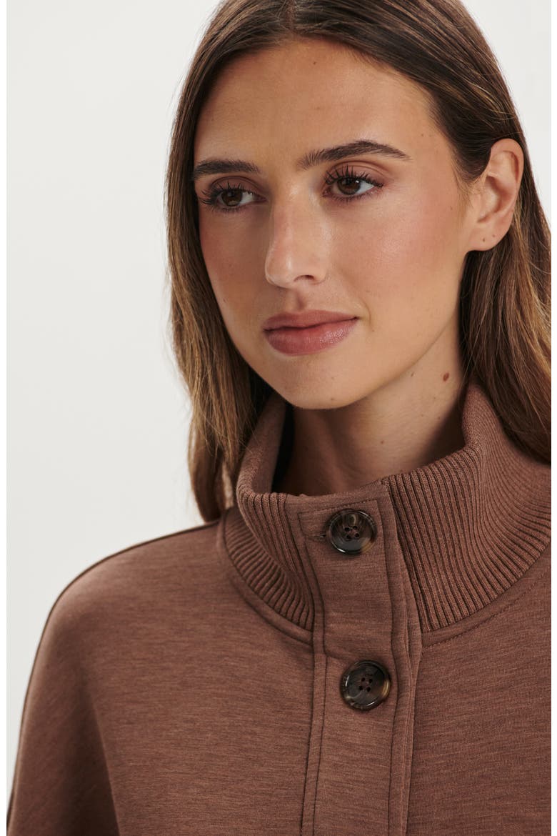 Sabrina DoubleSoft® Button-Up Sweatshirt, Alternate, color, GOLDEN BRONZE MARL