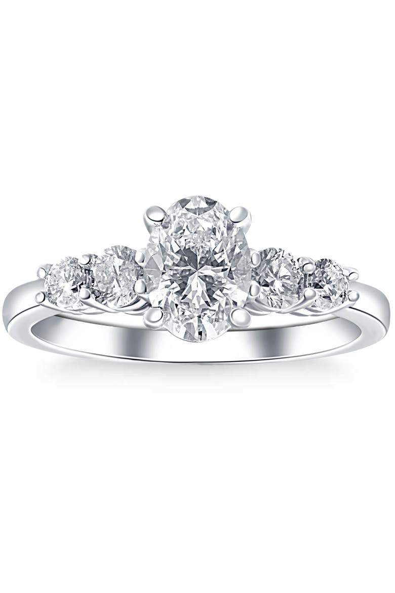 1 1/2Ct TW Oval Cut Engagement Ring 14k Gold Lab Grown, Main, color, 14k White Gold