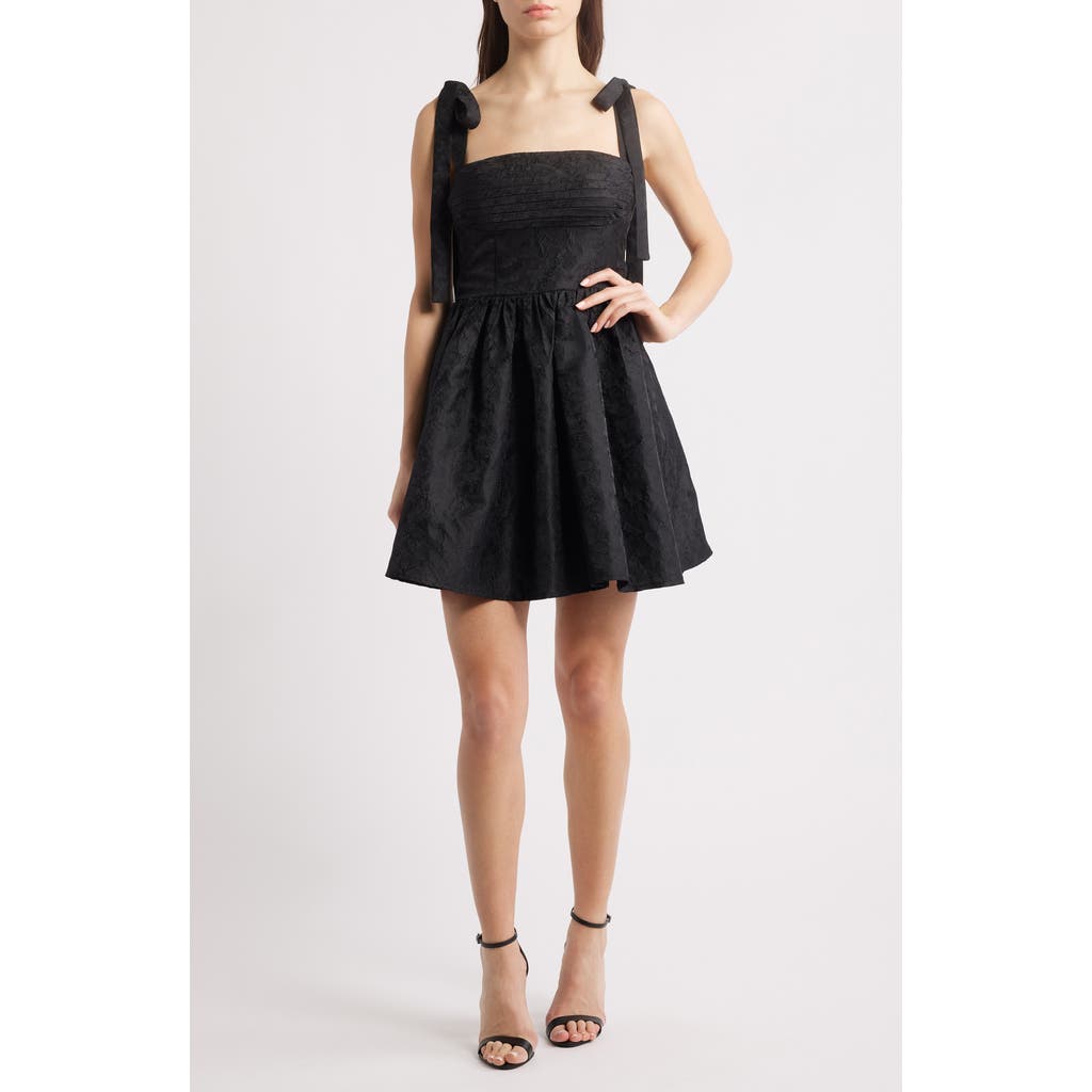 Lulus Sydney Floral Jacquard Cocktail Minidress In Black