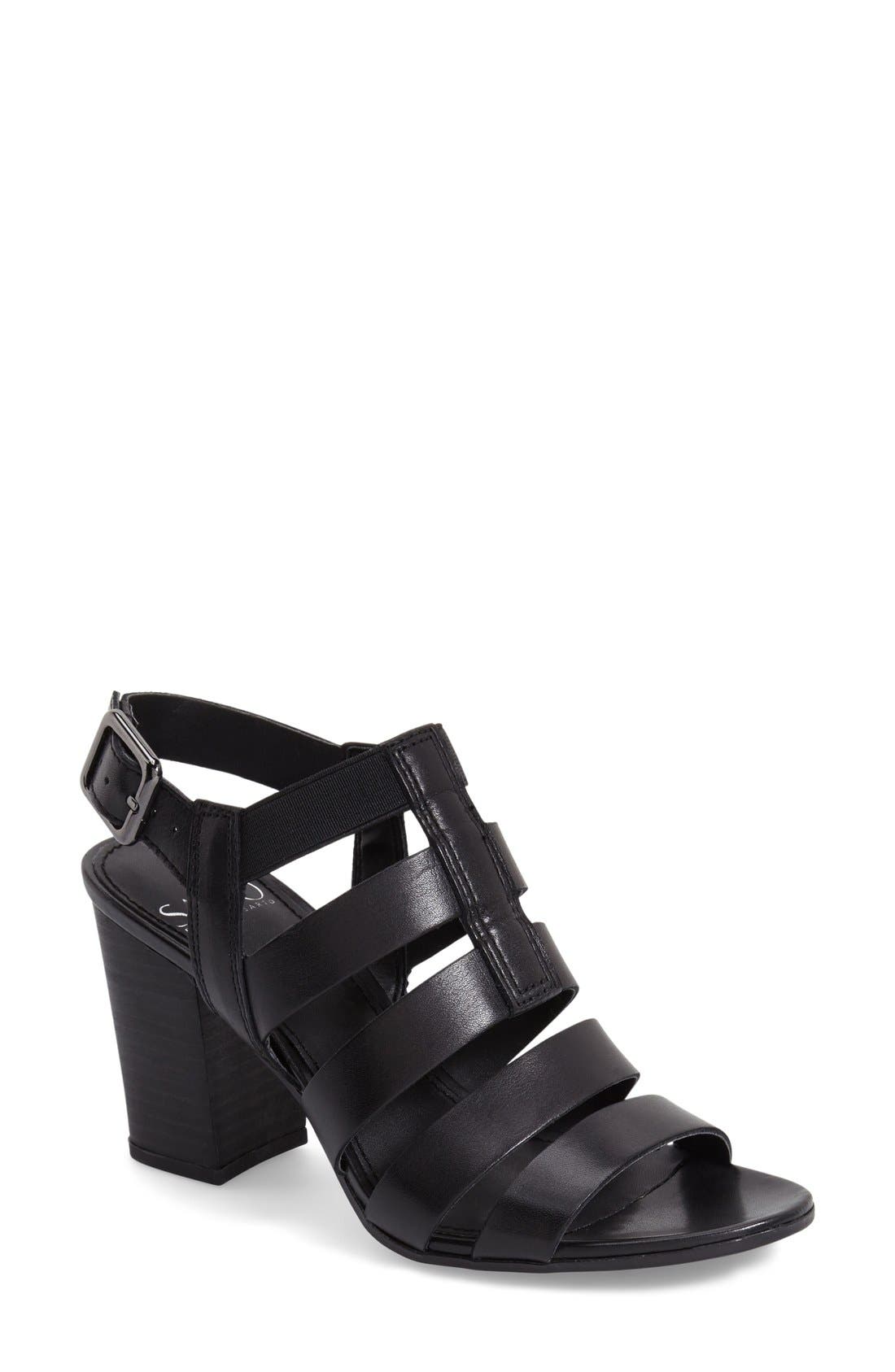 'Montage' Leather Sandal, Main, color, BLACK LEATHER