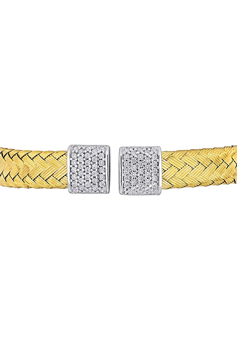 Cubic Zirconia Weave Bangle Two-Tone, Alternate, color, Yellow-Plated