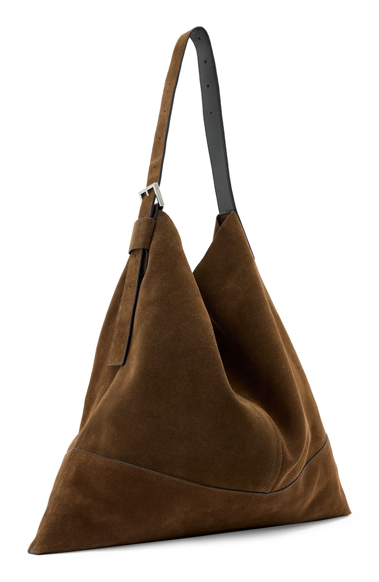 AllSaints Asha Suede Shoulder Bag, Alternate, color, Fango Brown