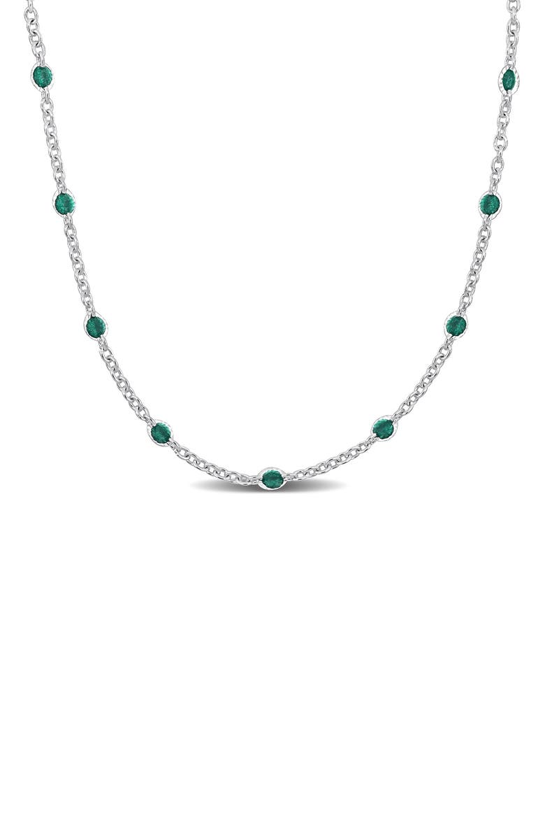 DELMAR Sterling Silver Green Enamel Station Chain Necklace, Main, color,