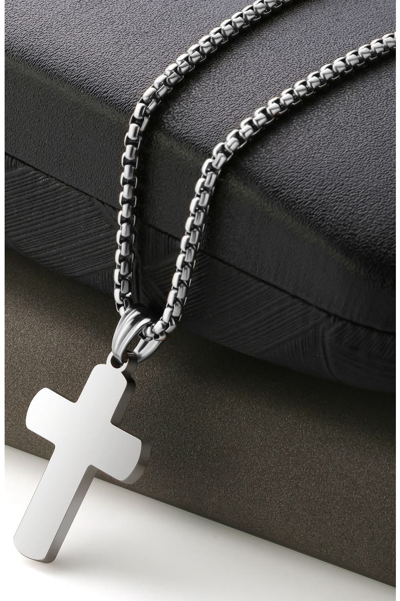 Polished Cross Pendant Necklace, Alternate, color, SILVER