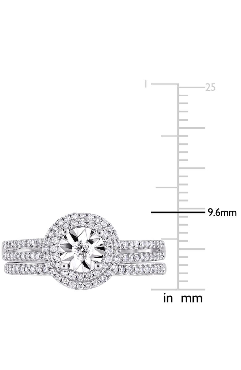 Julianna B. Diamond Halo Split Shank Bridal Ring Set 10k, Alternate, color, 10K White Gold
