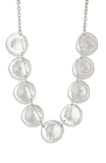 Karine Sultan Textured Disc Frontal Necklace In Silver