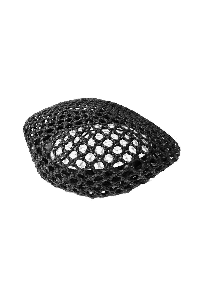 Bini Mesh Straw Beret, Alternate, color, Black