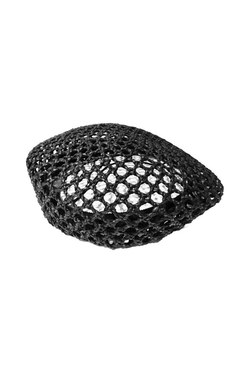 Binata Millinery Bini Mesh Straw Beret, Alternate, color, Black