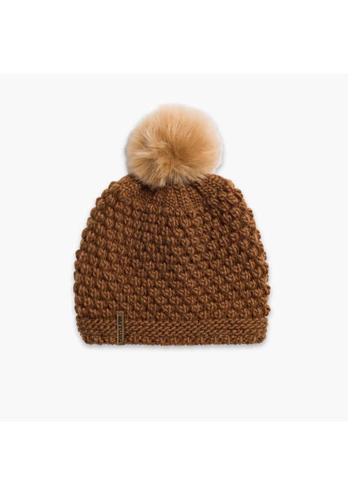 Turtle Fur Snowfall Pom Slouch Beanie In Brown