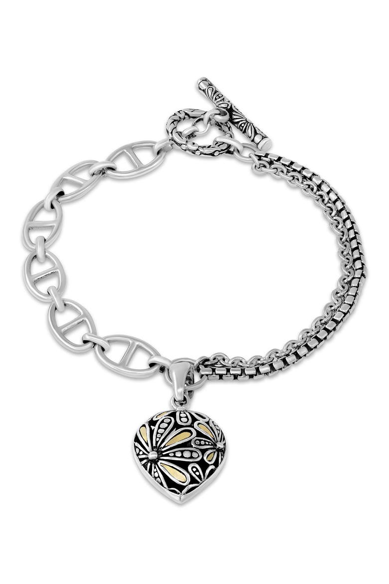 Floral Charm Bracelet, Main, color, SILVER AND GOLD