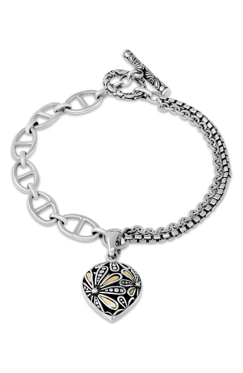 SAMUEL B. Floral Charm Bracelet, Main, color, Silver And Gold