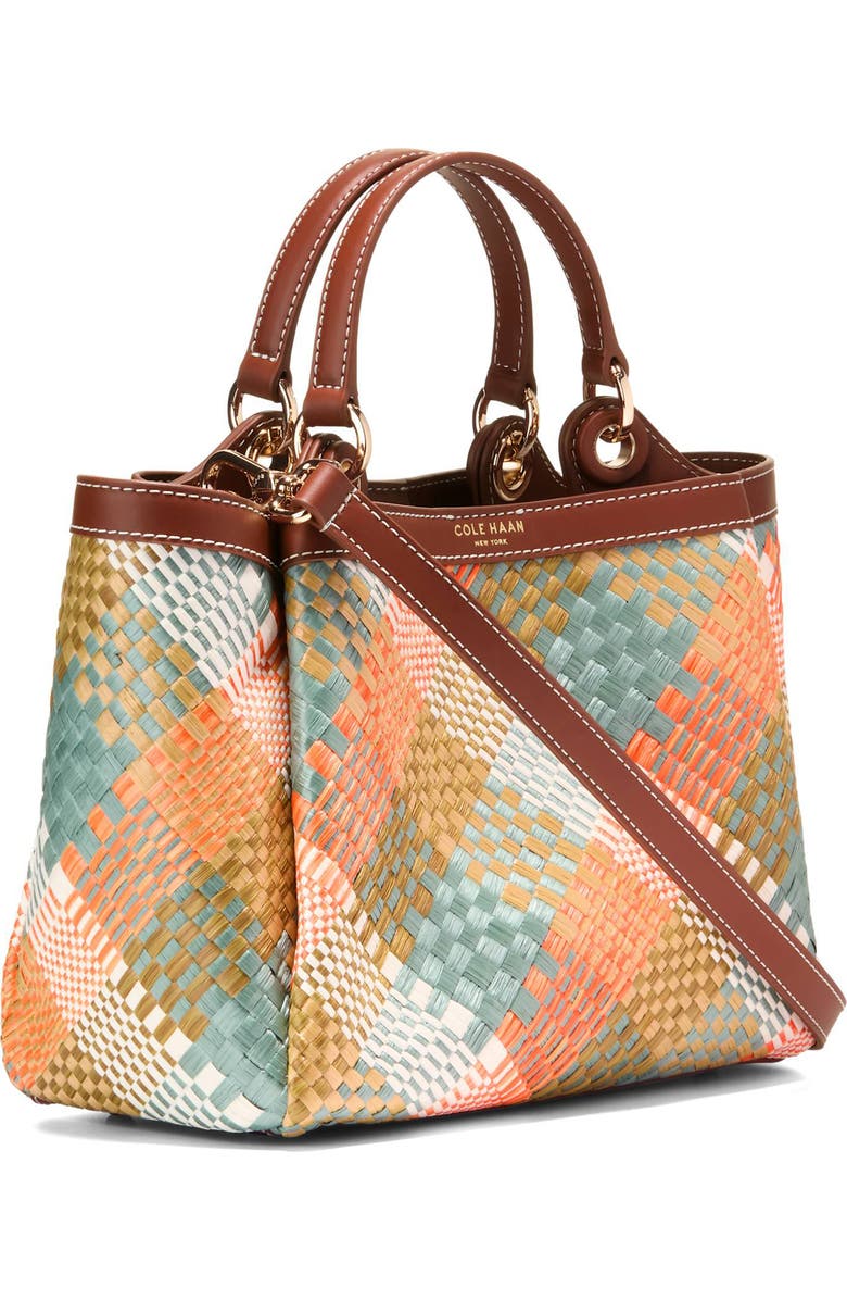 Cole Haan Small Midtown Crossbody Tote, Alternate, color, Multi Color Woven Raffia Print
