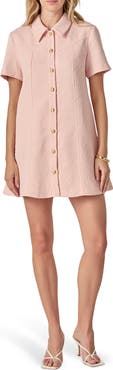 English Factory Textured Short Sleeve Mini Shirtdress
