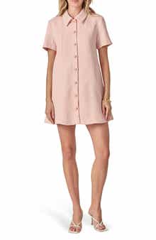 Textured Short Sleeve Mini Shirtdress