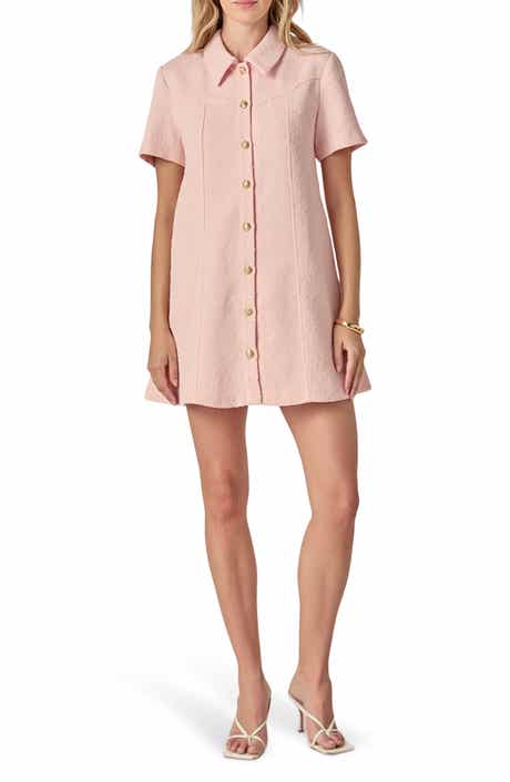 Textured Short Sleeve Mini Shirtdress
