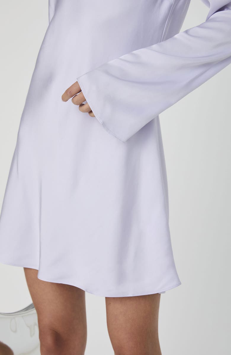 French Connection Ennis Long Sleeve Satin Minidress, Alternate, color, 51-Lavender