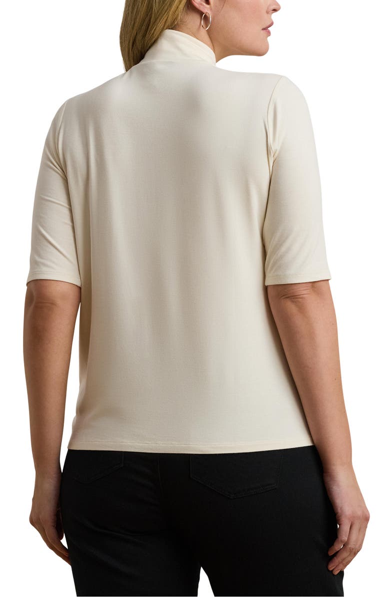 Lauren Ralph Lauren Elbow Sleeve Turtleneck Top, Alternate, color, Mascarpone Cream