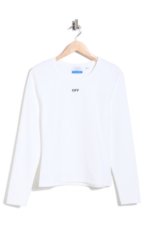 Fitted Long Sleeve Ribbed Crop T-Shirt