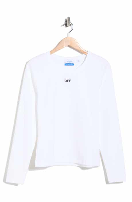 Off-White Fitted Long Sleeve Ribbed Crop T-Shirt
