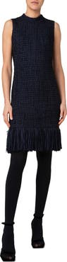 Akris punto Fringe Tweed Sleeveless Dress