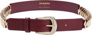 SANDRO Leather and metal belt