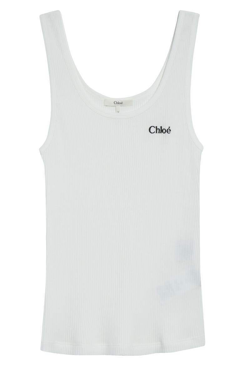 Logo Embroidered Cotton Rib Tank, Alternate, color, WHITE