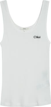 Chloé Logo Embroidered Cotton Rib Tank