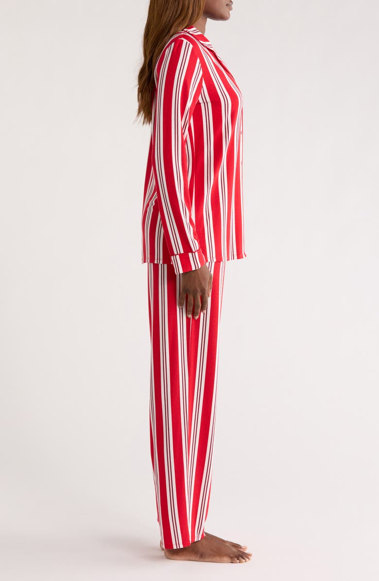 Nordstrom Moonlight Eco Knit Pajamas, Alternate, color, Red- Ivory Carol Stripe