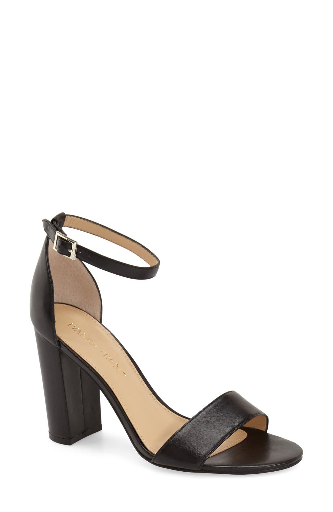 'Klover' Block Heel Ankle Strap Sandal, Main, color, BLACK NAPPA