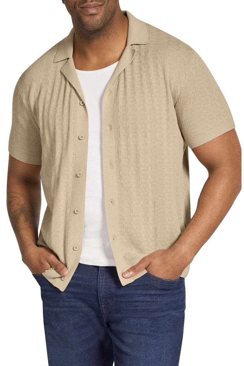 Ibiza Short Sleeve Camp Collar Cardigan, Main, color, WHEAT