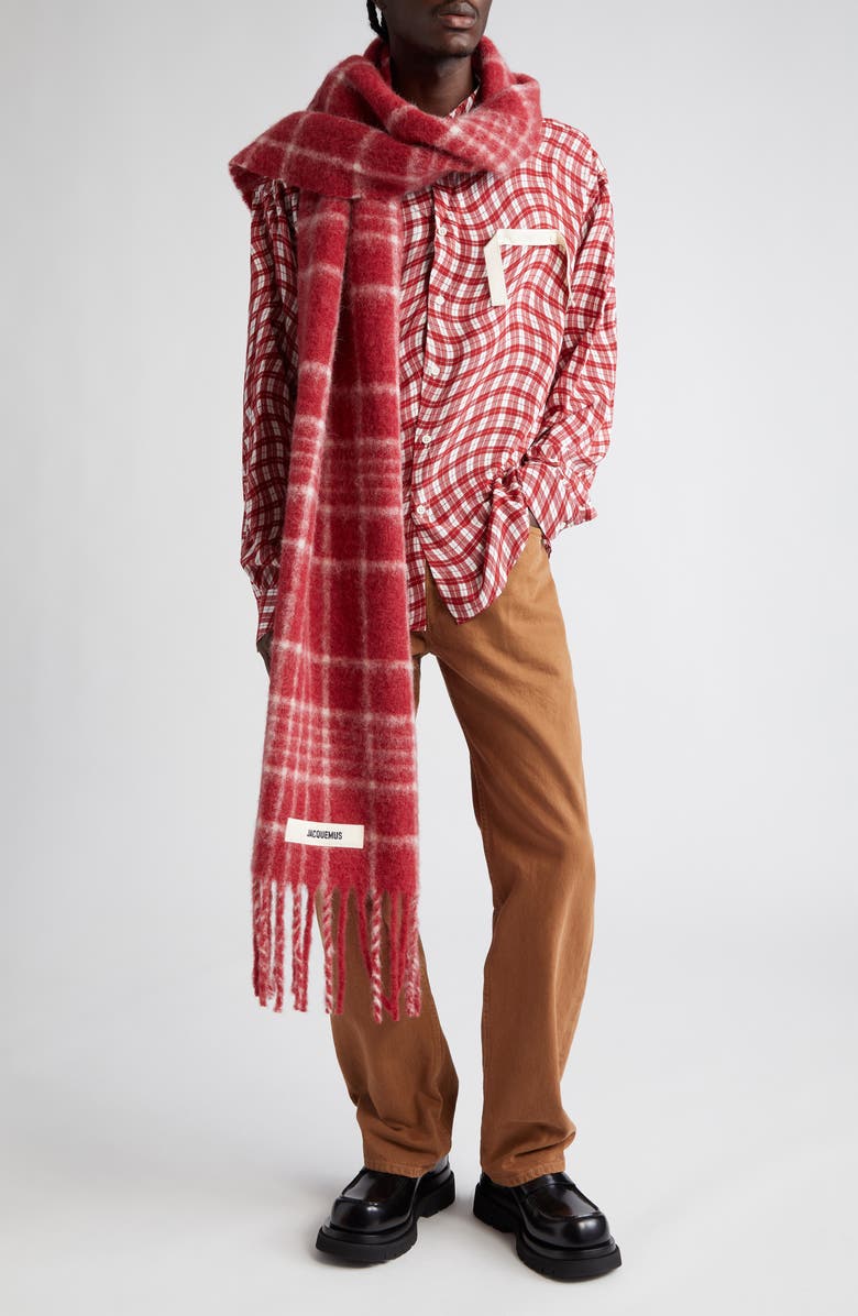 Jacquemus La Chemise Simon Wavy Check Button-Up Shirt, Alternate, color, 