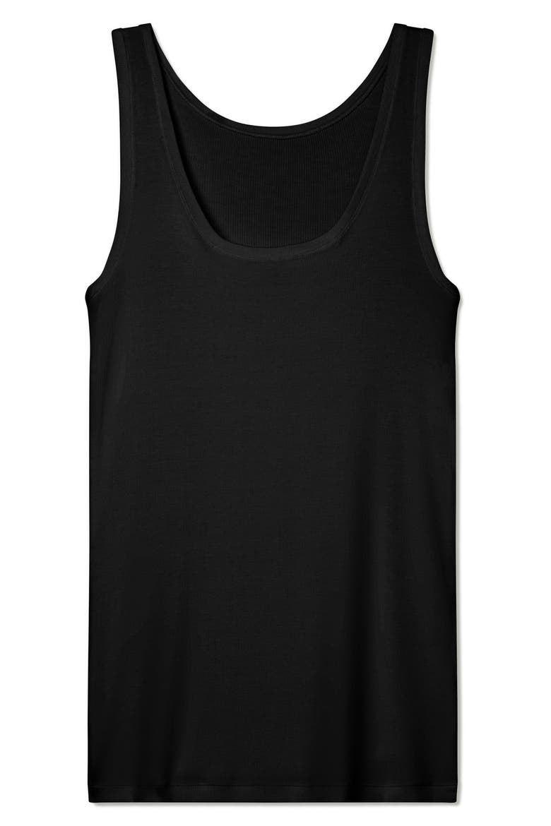 Micro Rib Fitted Tank, Alternate, color, BLACK