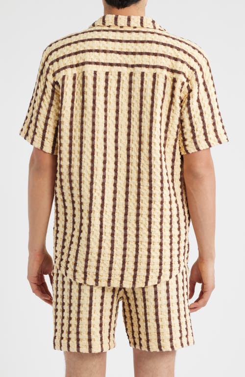 Oas Stripe Waffle Knit Camp Shirt