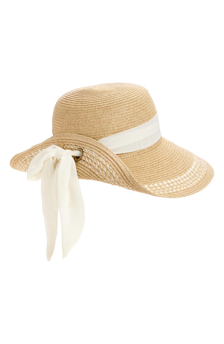 Nine West Flip Up Floppy Hat, Alternate, color, Natural