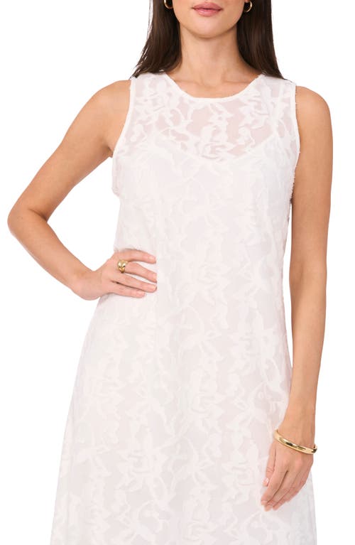 Vince Camuto Floral Jacquard Sleeveless Maxi Dress In White
