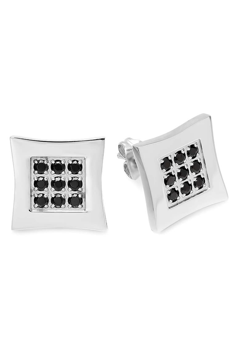 Set of 2 Assorted Simulated Black Diamond Stud Earrings, Main, color, BLACK