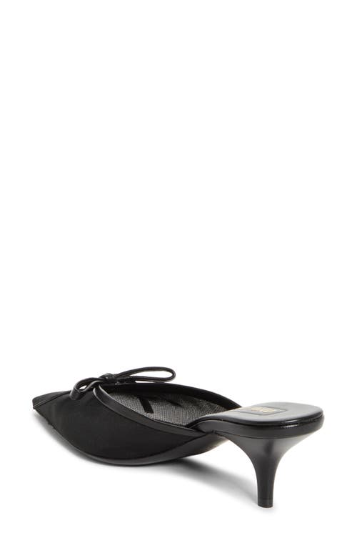 Miu Miu Bow Mesh Kitten Heel Mule In Black